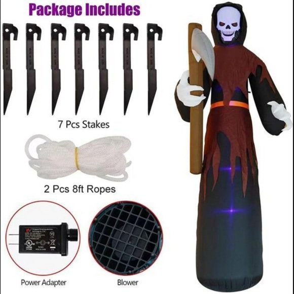 12 FT Halloween Inflatables Large Lighted Reaper Grim Ghost, Giant Scary Ghosts